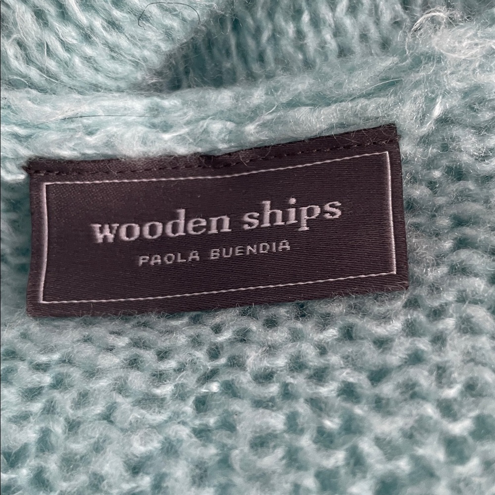 Wooden Ships by Paola Buendia Aqua Blue V-Neck Sweater - Picture 3 of 4